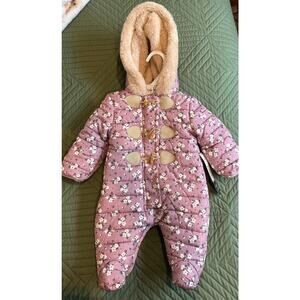 New Nicole Miller Baby Girl Lavender Floral Quilted Snowsuit- 0-3 mo.
